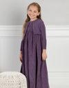 Girls Corduroy Maxi Dress Shabbos Jumper and Matching Cardigan Set Purple
