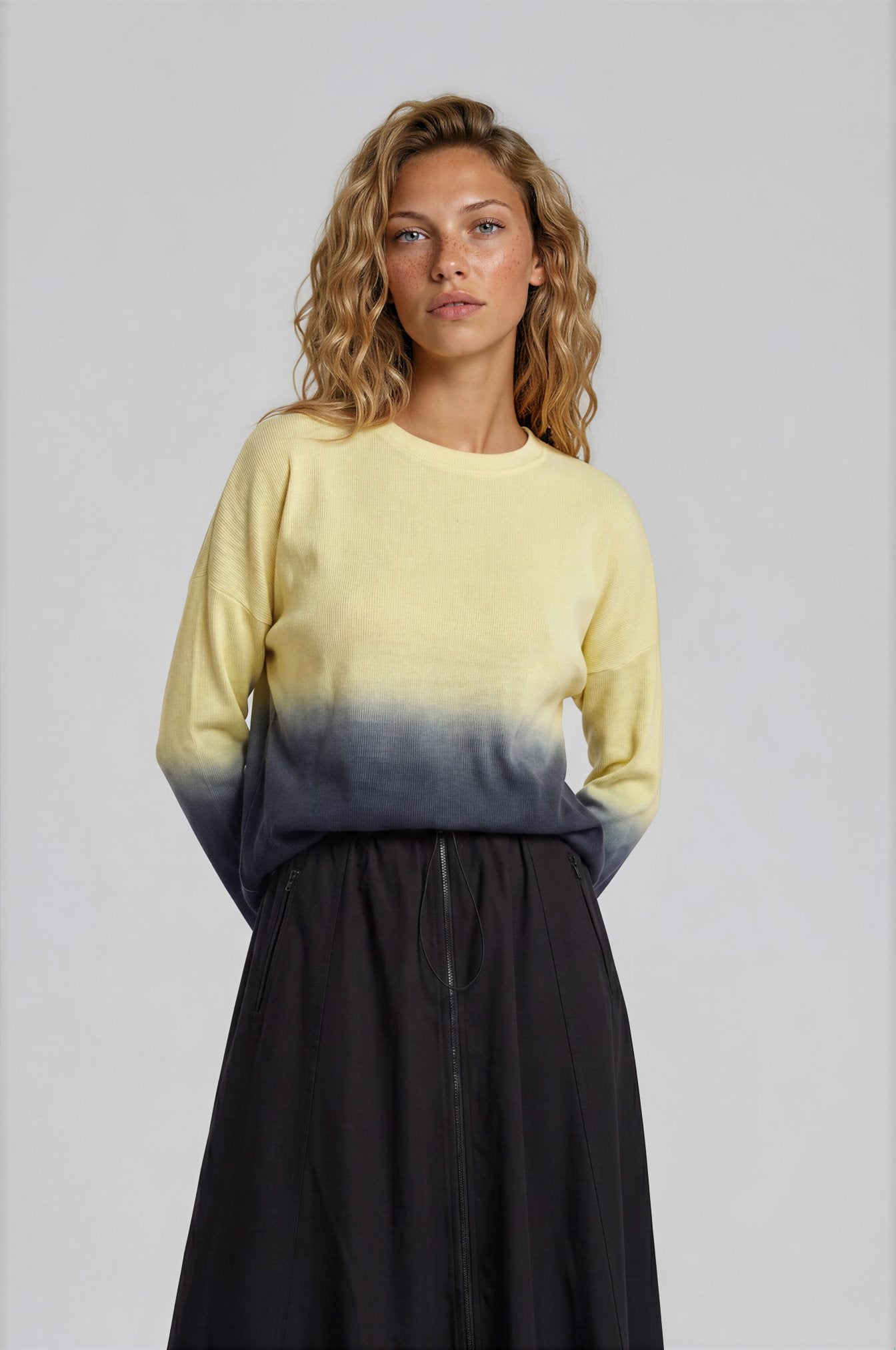 Soft Ombre Ribbed Top Yellow