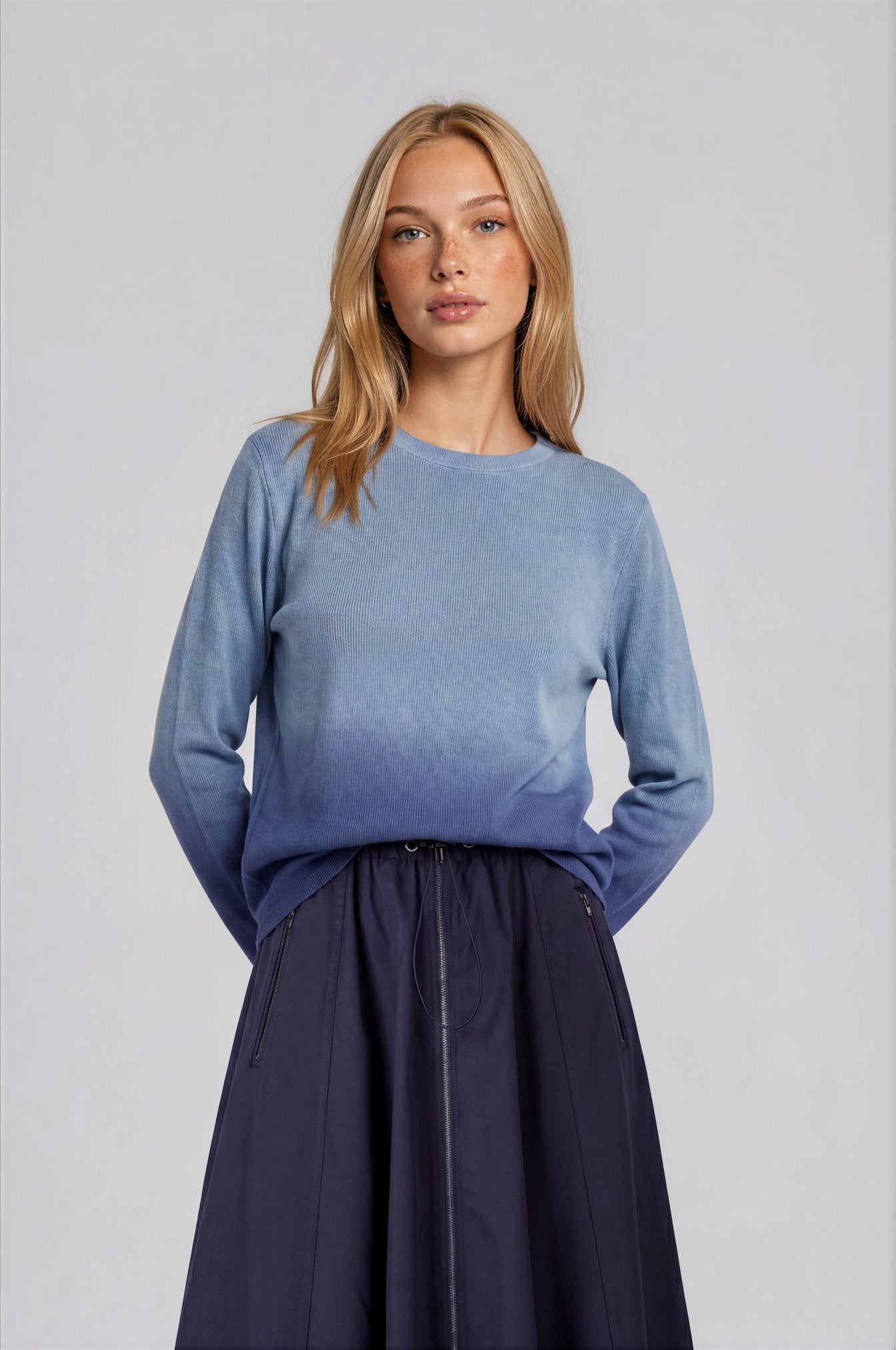 Soft Ombre Ribbed Top Denim