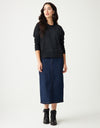 French Terry Raw Edged Sweatshirt with Kangaroo Pocket Black