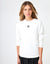 Dolman Crew Tee with Back Button and Micro Bead Trim Ivory