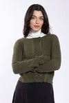 Ribbed Button-Front Olive Cardigan