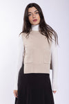Taupe Knit Vest With Front Pockets