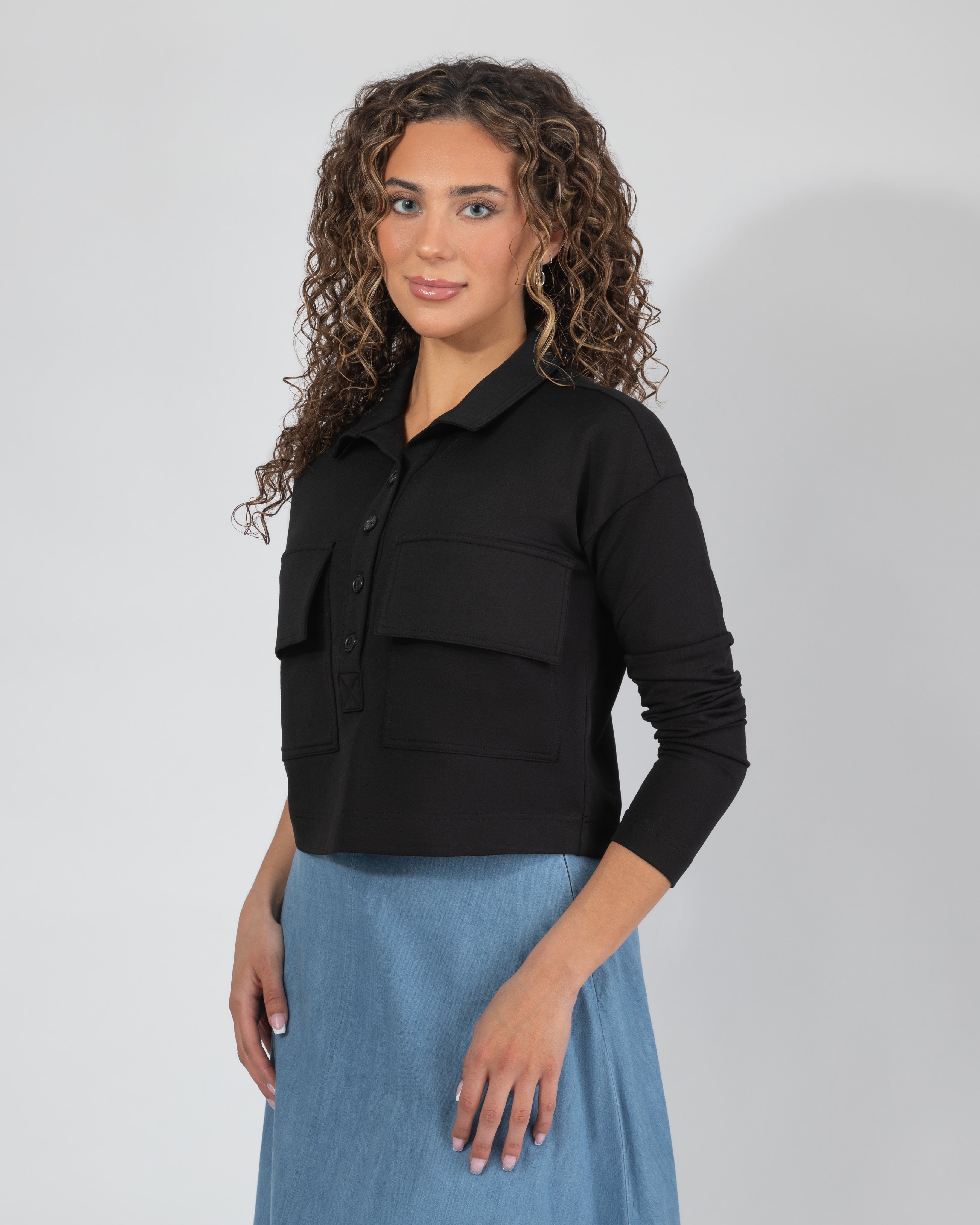 Double Pocket Cropped Polo