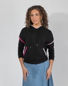 Pull On Hoodie with Crochet Trim pink Black