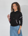 Pull On Hoodie with Crochet Trim pink Black