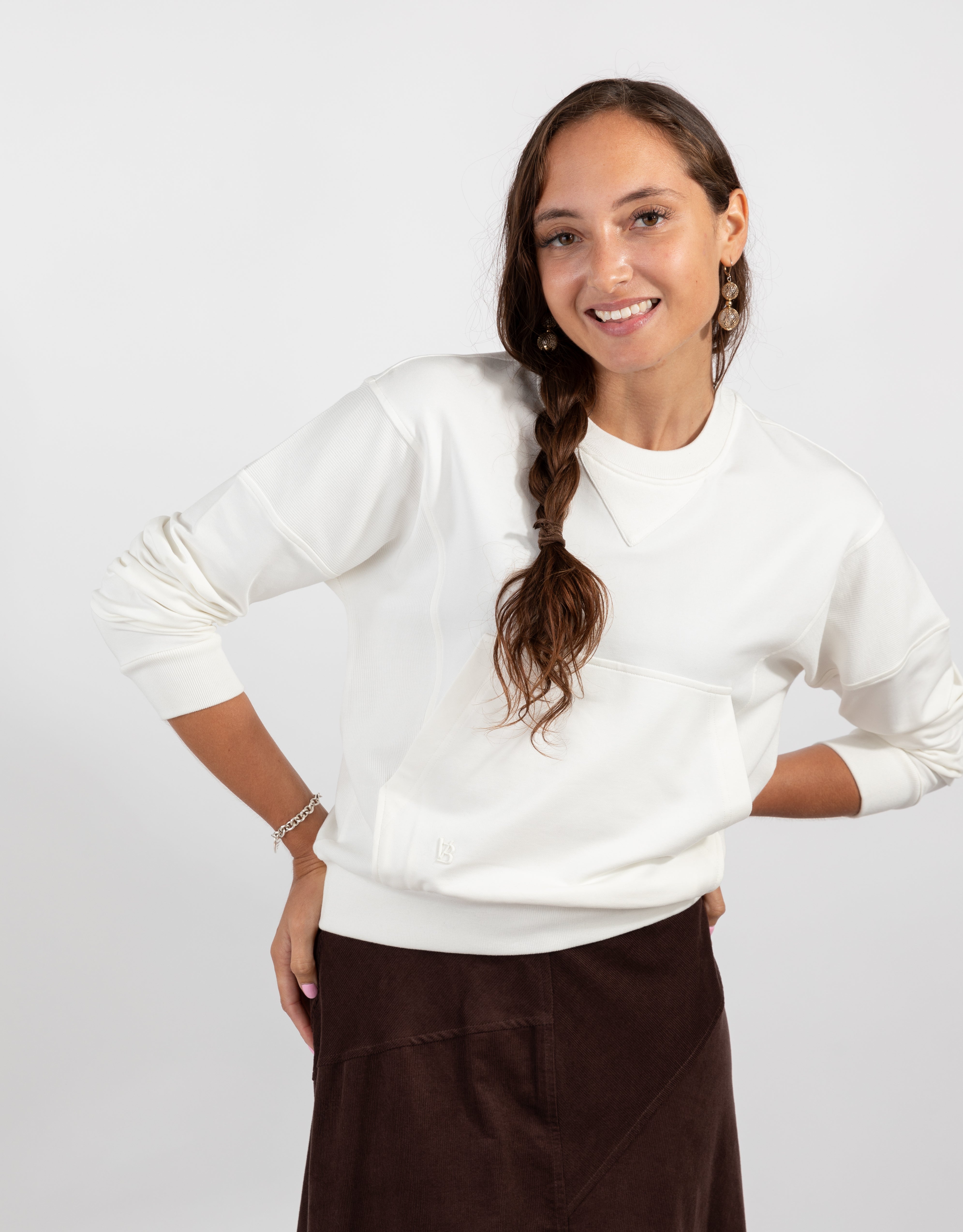 Sweatshirt With Front Pocket White