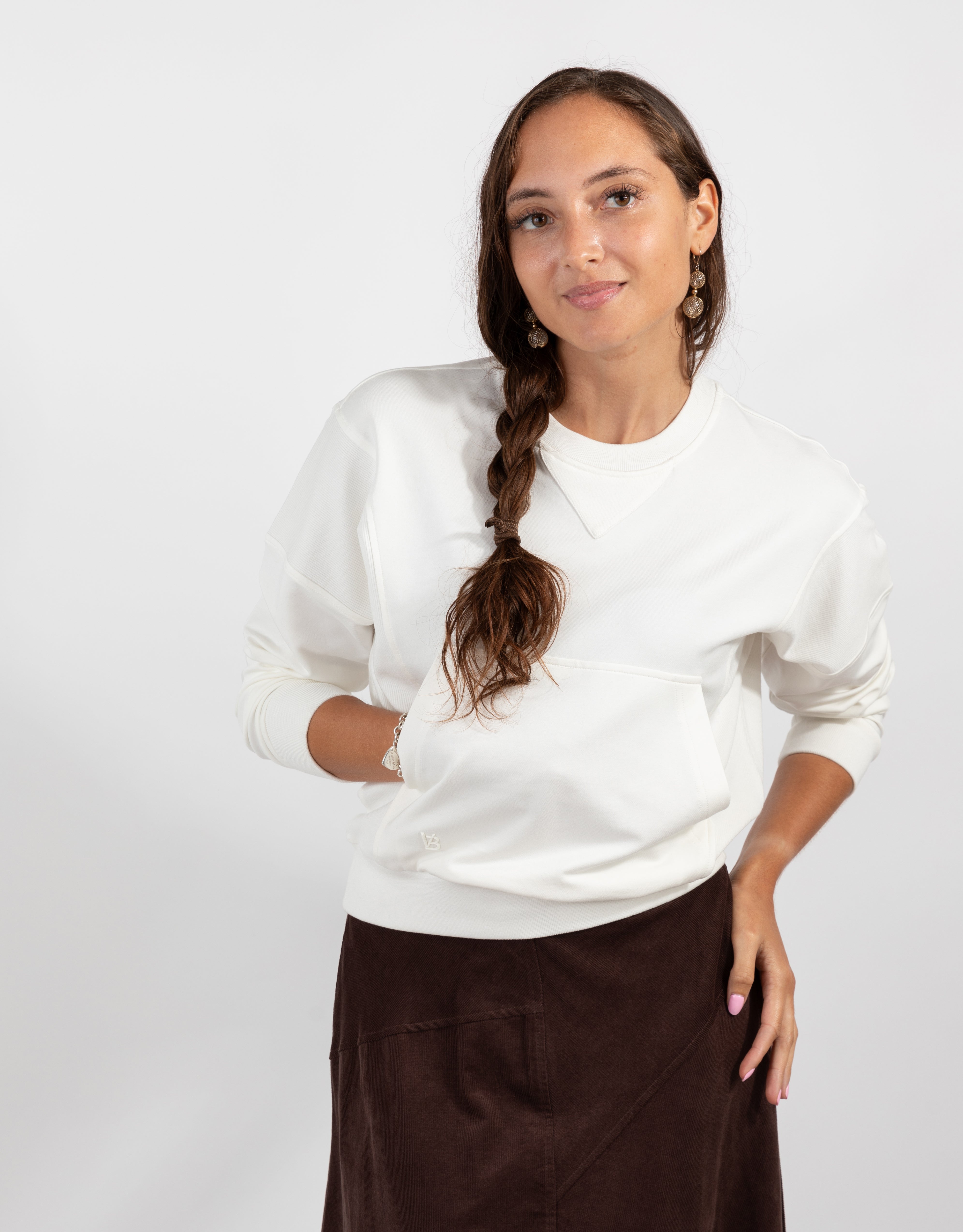 Sweatshirt With Front Pocket White