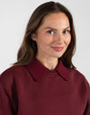 Burgundy Top With Matching Knit Collar