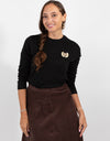 Black Top With Crest Embroidery