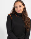 Black Top With Brown Trim