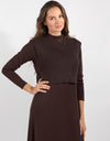 Brown Maxi Dress With Knit Vest
