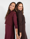 Burgundy Maxi Dress With Knit Vest