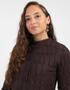 Brown Cable Knit Cardigan