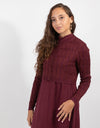 Burgundy Cable Knit Cardigan