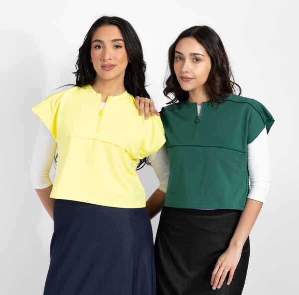 Forest Green Half-Zip Vest