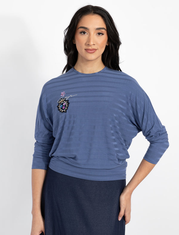 Sky Heart Embroidered Top