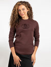 Eggplant Long-Sleeve Top With Embroidered Logo