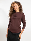 Eggplant Long-Sleeve Top With Embroidered Logo