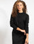 Black Long-Sleeve Top With Black Floral Design