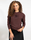 Eggplant Long-Sleeve Top With Embroidered Logo