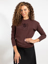 Eggplant Long-Sleeve Top With Embroidered Logo
