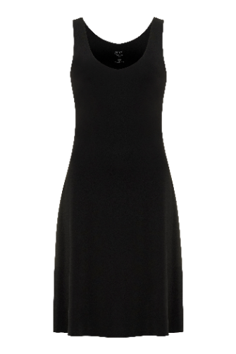 Black tank dress on a white background