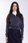 Navy Elastic Bottom Quarter Zip Sweatshirt