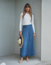 Maxi Trumpet Skirt Denim Wash