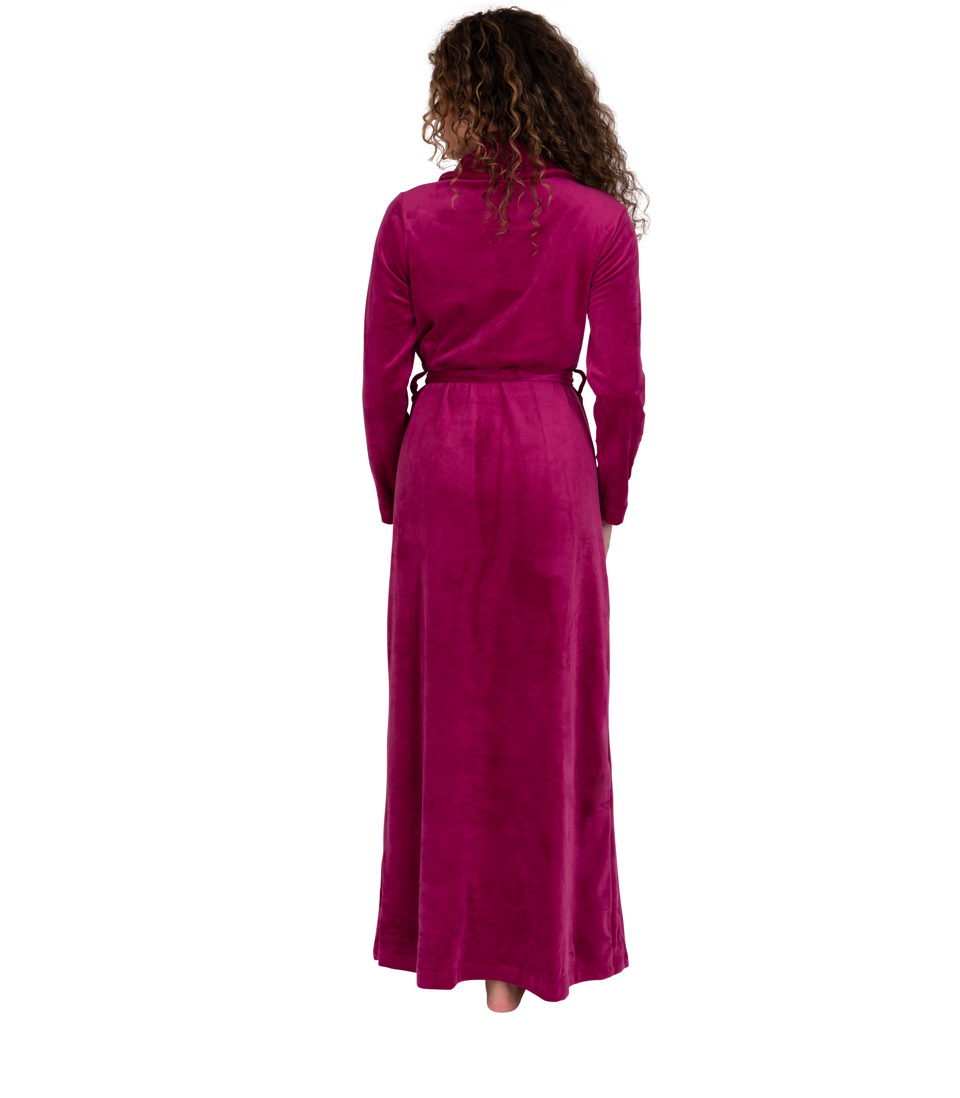 Ultra Soft Plush Velour Belted Shawl Collar Wrap Robe Rose Pink
