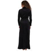Ultra Soft Plush Velour Belted Shawl Collar Wrap Robe Black