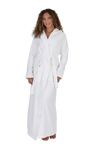Terry Wrap Long Geometric Belted Bathrobe With Hood White