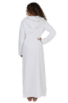 Terry Wrap Long Belted Bathrobe With Hood White