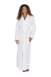 Terry Wrap Long Waffle Textured Belted Bathrobe With Shawl Collar White