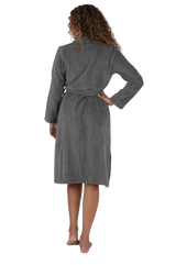 Terry Wrap Short Belted Bathrobe Gray