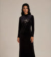 Black Velvet Crystal Burst Maxi Dress