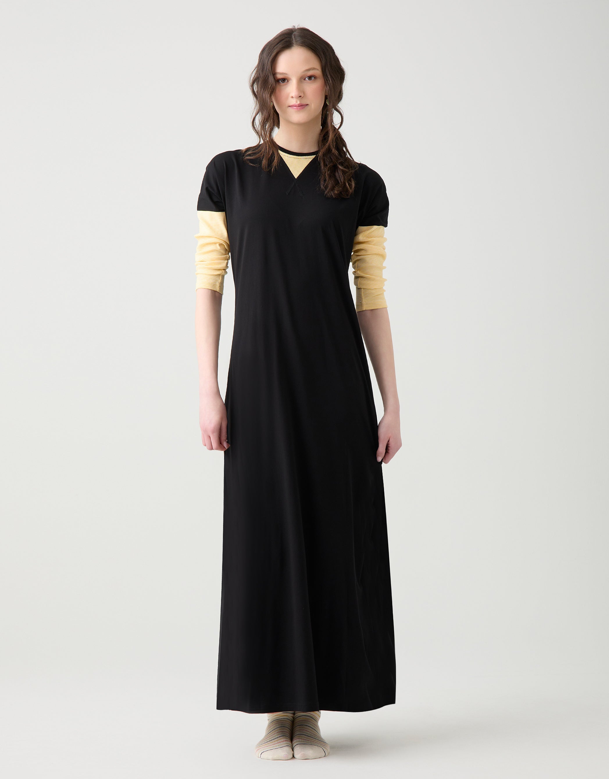 Pull On Sweatshirt Style Nightgown Yellow