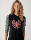 Pull On Nightgown with Crest Motif Black Stripe
