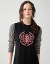 Pull On Nightgown with Crest Motif Black Stripe