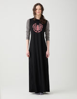 Pull On Nightgown with Crest Motif Black Stripe