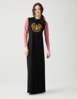 Pull On Nightgown with Crest Motif Red Stripe