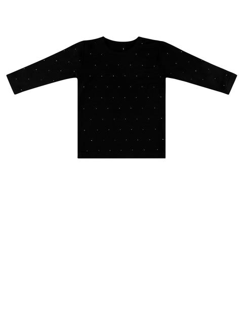 Kids Long Sleeve Crew Neck Shell with Studs Black - MUST BE PURCHASED WITH ROBE