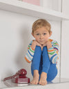 Pima Cotton Kaleidoscope Kids Pajamas Legging Playwear Set Blue Combo