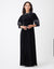 Velvet Button Down Maxi Dress Shabbos Robe with Combination Puff Sleeves