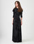 Crushed Velvet Mock Wrap Maxi Jumper Shabbos Robe with Side Button Black