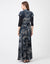 Crushed Velvet Mock Wrap Maxi Jumper Shabbos Robe with Side Button Gray Wash