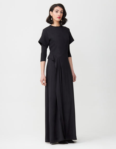 Rayon Maxi Dress Shabbos Robe with Back and Side Ruffles