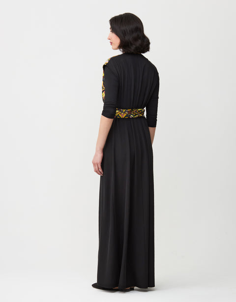 Maxi Dress Shabbos Robe with Print Multi Option Obi Tie Overlay