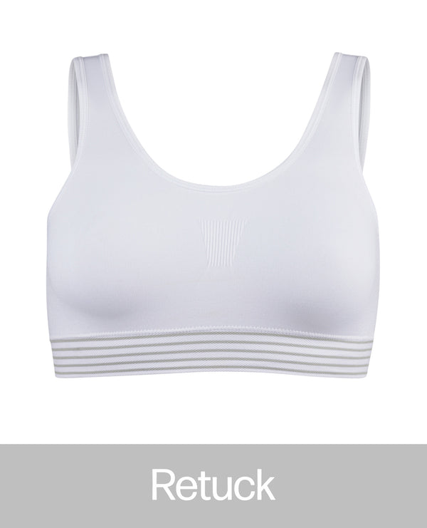 Retuck Seamless Sports Bra for Women White
