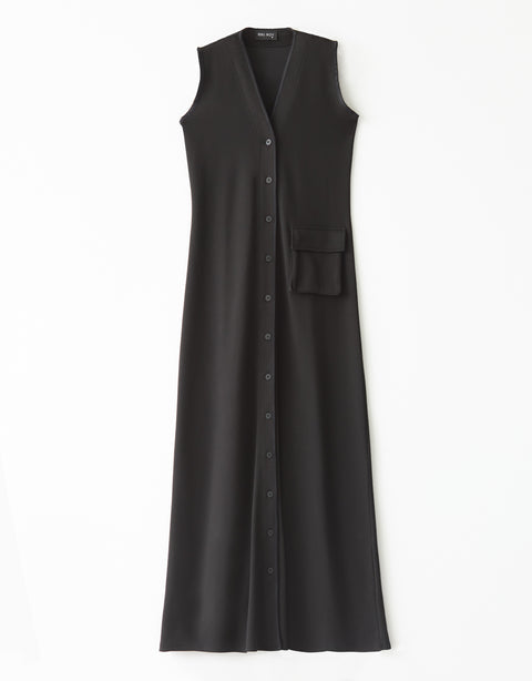 Jersey Button Down Sleeveless Maxi Dress Shabbos Robe with Cargo Pocket